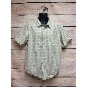 Columbia Shirt Mens Size Large Tan Plaid Button Down Casual Short Sleeve Top